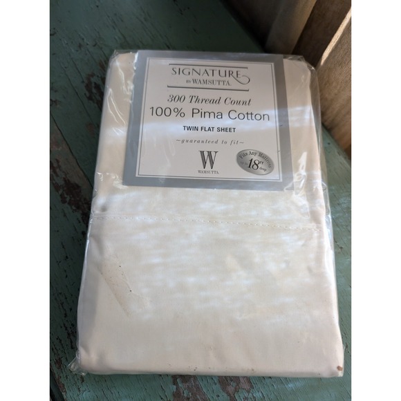 Wamsutta 300TC 100% Pima Cotton Twin Flat Sheet- Oyster - Brand New - Picture 1 of 4